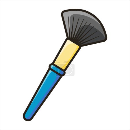 Cartoon Brush. Powder brush, blush brush, highlighter brush. Decorative cosmetics. Vector illustration in flat style.