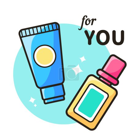 Set of cleansing cosmetics. Cream and lotion. Packaging for cosmetic products. Vector illustration in flat style