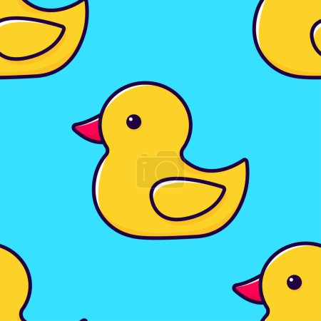 Seamless pattern yellow rubber duck. Vector illustration.