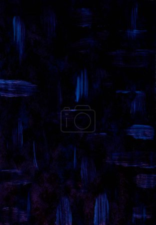 Photo for A black painting with dark blue and pink brushstrokes. Geometric design, modern art, minimalism. Beautiful oil painting by an artist, textured wall. - Royalty Free Image