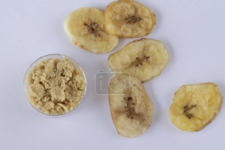 Photo for Gluten-free dried banana flour on white background. - Royalty Free Image