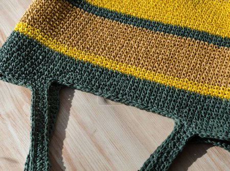 Beach bag. Women's raffia bag close-up. Crochet from ECO material. Handmade.