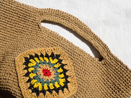 Eco-friendly raffia bag. Beautiful handmade crocheted beach bag.