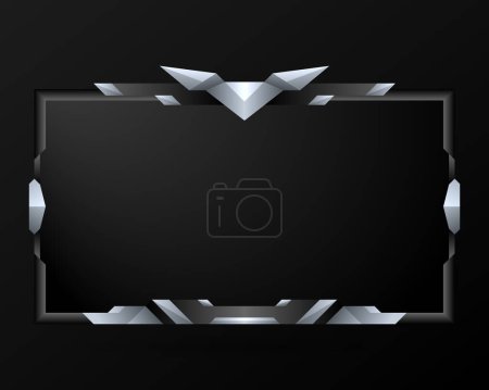 Illustration for Abstract black and silver live stream overlay game interface screen panel template - Royalty Free Image