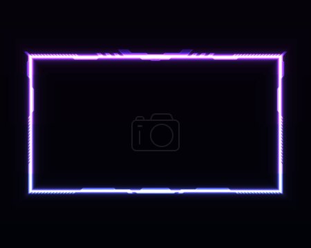 Abstract glowing purple neon border stream overlay gui screen frame template