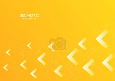 Téléchargez les photos : Abstrait géométrique sur fond de gradient jaune. Éléments de conception avec des formes de flèche, des lignes et des tirets. Espace de copie pour le texte. Illustration vectorielle. - en image libre de droit