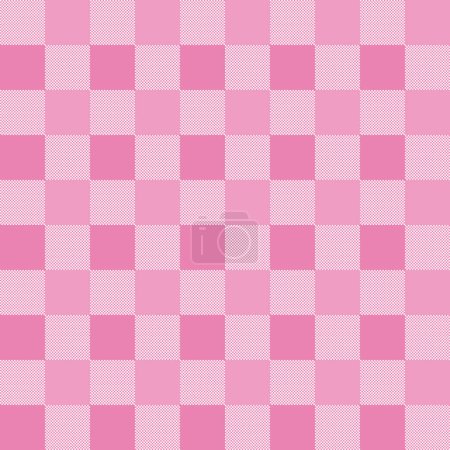 Téléchargez les photos : Plaid Pixel sans couture et motifs à carreaux en rose et blanc pour le design de bébé et d'enfant textile. Motif Gingham avec des formes carrées fond graphique pour une impression en tissu. Illustration vectorielle. - en image libre de droit