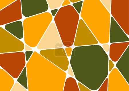Téléchargez les photos : Des formes organiques abstraites en marbre jaune orangé et vert sur fond blanc pour un motif automnal. Design plat. Illustration vectorielle. - en image libre de droit