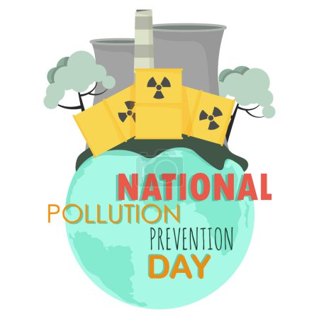 Ilustración de Planeta Tierra con barriles de radiación en honor a la prevención de la contaminación ambiental - Imagen libre de derechos