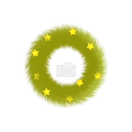 Foto de Corona de Navidad verde con estrellas doradas - Imagen libre de derechos