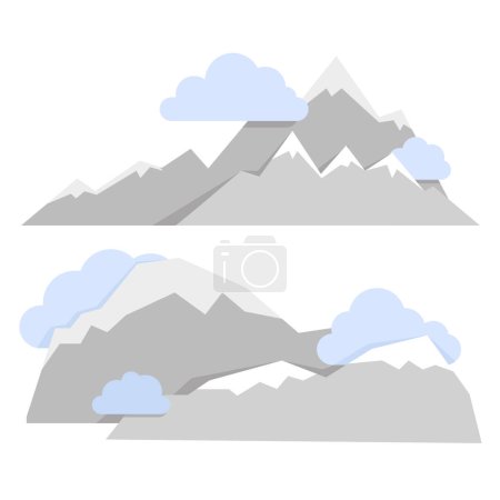 Foto de Conjunto de diferentes composiciones de montañas grises con nubes azules - Imagen libre de derechos