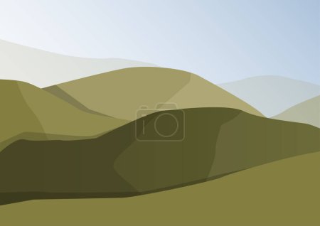 Foto de Muchas montañas verdes bajas y colinas cubiertas de hierba y cielo azul por encima - Imagen libre de derechos