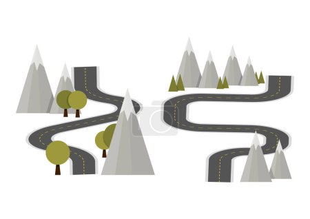 Foto de Road in perspective and trees and mountains on the sides - Imagen libre de derechos