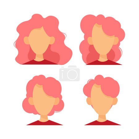 Foto de Set of woman avatars with pink hair - Imagen libre de derechos