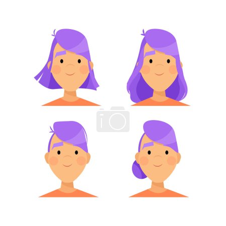 Foto de Avatar of a woman with different hairstyles and purple hair - Imagen libre de derechos