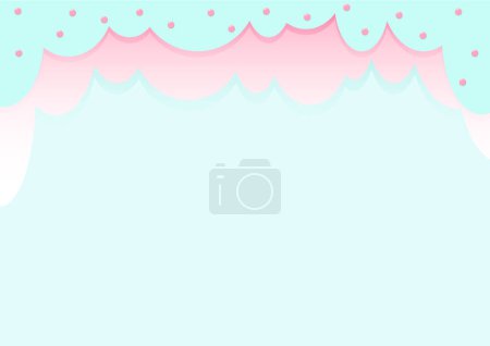 Foto de Blue background with pink and blue round clouds with round sprinkles - Imagen libre de derechos