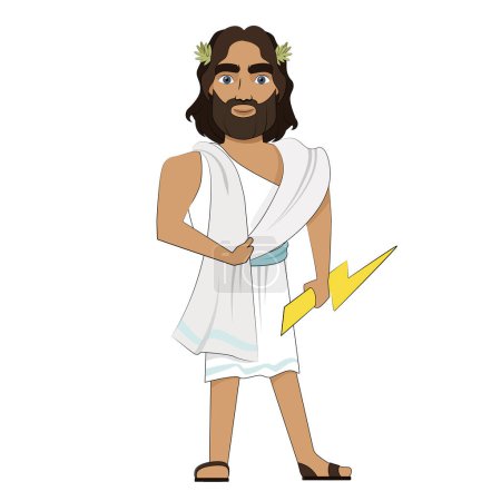 Foto de Male greek god young with long hair and lightning in his hand - Imagen libre de derechos