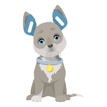 Foto de Small gray dog sitting with bandaged ears - Imagen libre de derechos
