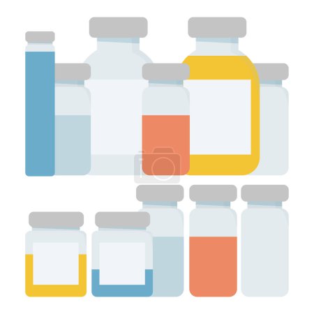 Foto de Set of medical bottles with colored liquids - Imagen libre de derechos