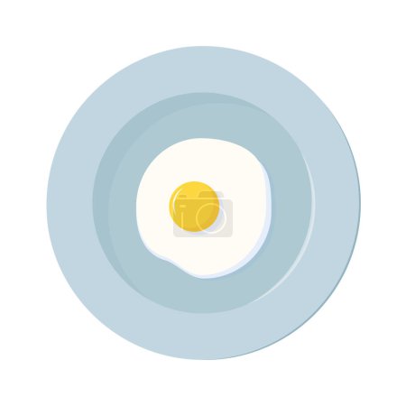 Foto de Placa redonda azul con huevo frito - Imagen libre de derechos