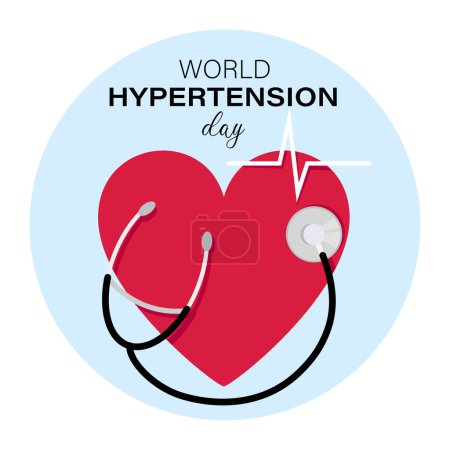 Illustration for Heart and stethoscope for world hypertension day - Royalty Free Image