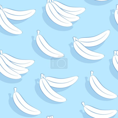 Illustration for Seamless pattern of white bananas on a blue background - Royalty Free Image