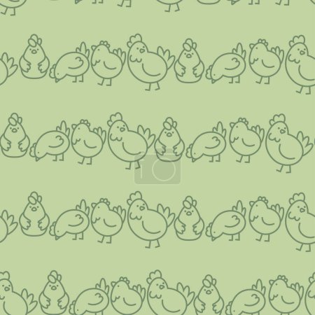 Illustration for Easter seamless pattern of linear chickens - Royalty Free Image