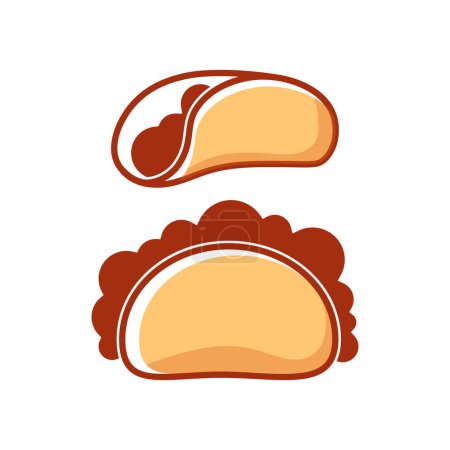 Foto de El emblema de un café con comida mexicana es un apetitoso logotipo de taco en un estilo lacónico - Imagen libre de derechos
