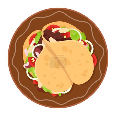 Foto de Dos tacos mexicanos con relleno en un plato - Imagen libre de derechos