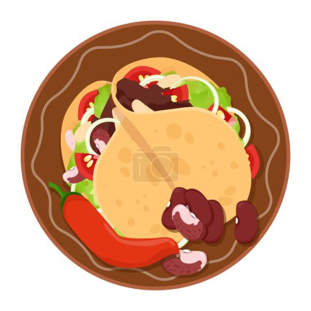 Foto de Dos tacos mexicanos en un plato con chiles - Imagen libre de derechos