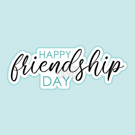 Schriftzug Happy Friendship Day mit weißem Umriss auf blauem Hintergrund