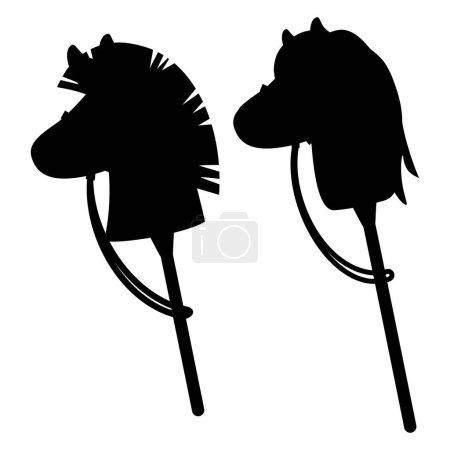 Black silhouette of toy horse head for hobbyhorsing