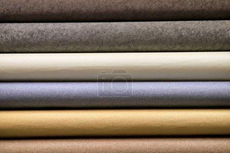 Photo for Colorful rolls of wallpaper as background, Close up wall paper, Decorative materials for renovation of room, interior in shop - Royalty Free Image