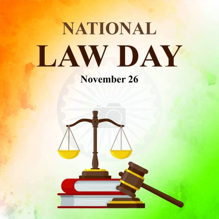 Foto de Saludos del Día Nacional de la Ley. Se celebra en la India el 26 de noviembre de cada año para conmemorar la adopción de la Constitución de la India.. - Imagen libre de derechos