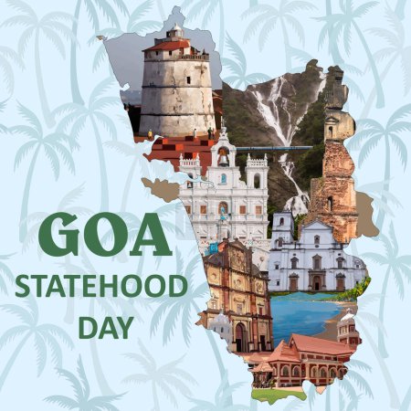 Goa Statehood Day 30. Mai Grußworte, Illustration, Karte