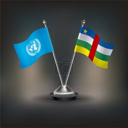 Illustration for United Nations VS Central African Republic  flag in a stand on table with transparent background - Royalty Free Image