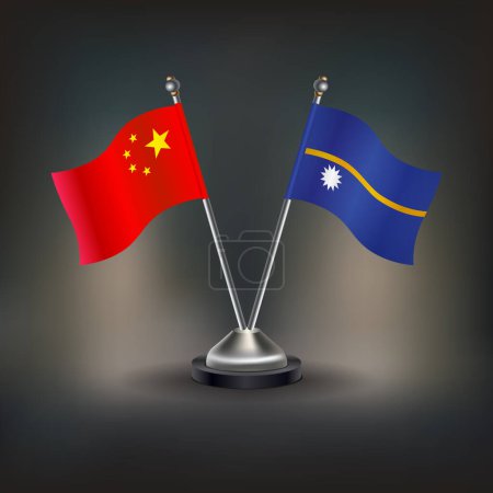 Chine et Nauru drapeau Relation, debout sur la table. Illustration vectorielle