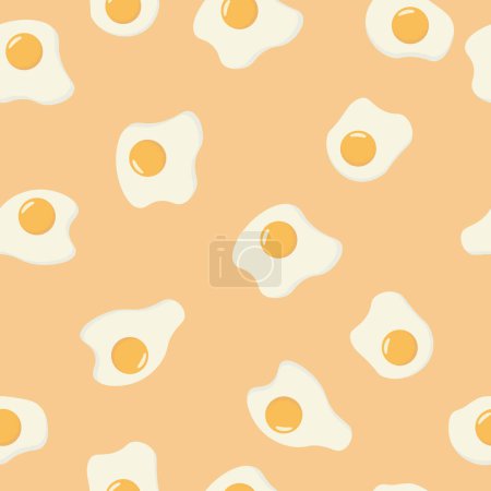 Foto de Huevos fritos patrón sin costura sobre fondo amarillo. Ilustración vectorial - Imagen libre de derechos