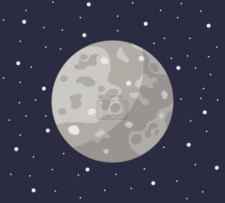 Foto de Dibujos animados planeta sistema solar en estilo plano. Planeta Mercurio en el espacio oscuro con ilustración vectorial de estrellas. - Imagen libre de derechos