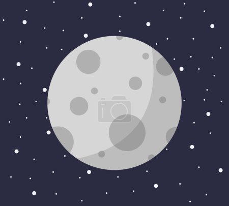 Illustration for Cartoon solar system planet in flat style. Saturn planet on dark space with stars vector illustration. - Royalty Free Image
