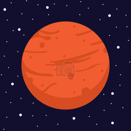 Foto de Planeta rojo Marte en el espacio oscuro. Vector, ilustración de dibujos animados del planeta Marte - Imagen libre de derechos