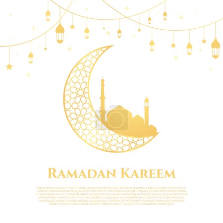 Foto de Diseño kareem Ramadán. Ilustración vectorial del Ramadán con mezquita y linterna. Fondo islámico para la celebración del mes santo ramadán - Imagen libre de derechos