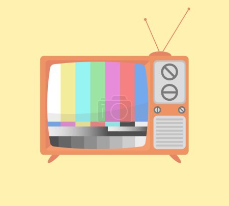 Foto de Piso analógico retro viejo tv con antena de dibujos animados. Caja de televisión para noticias y traducciones de programas. Clip art con contorno para diseño gráfico - Imagen libre de derechos