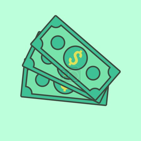 Illustration for Money dollar bills cash cartoon icon vector illustration. Business and finance Object Concept Isolated Vector. - Royalty Free Image