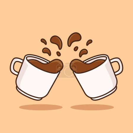 Foto de Taza de ilustración icono de dibujos animados de café vector. Concepto de icono de bebida de café. Icono de esquema plano vectorial - Imagen libre de derechos