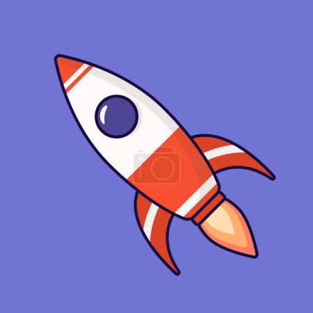 Foto de Linda nave espacial cohete icono de dibujos animados ilustración vectorial. adecuado para plantillas, UI, web, aplicaciones móviles, carteles, banners, folletos - Imagen libre de derechos