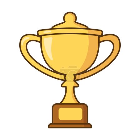 Foto de Trofeo de oro ilustración icono de dibujos animados vector. Primer lugar campeón copa trofeo en estilo plano. Icono de esquema plano vectorial - Imagen libre de derechos