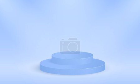 Foto de 3d azul renderizado producto escena mínima con plataforma de podio geométrico. stand para mostrar productos cosméticos. Escenario escaparate en la pantalla del pedestal estudio azul - Imagen libre de derechos