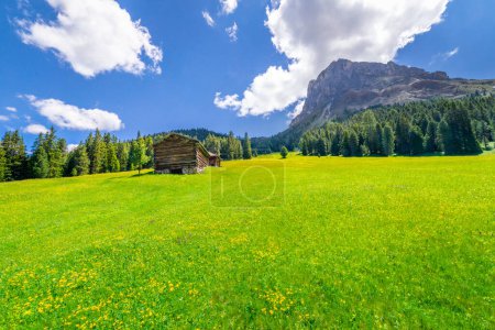 Téléchargez les photos : Paysage alpin idyllique près de Sainte-Madeleine au printemps, Val di Funes, Alpes des Dolomites, Italie - en image libre de droit