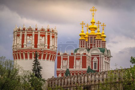 Novodevichy convent and golden domes in Moscow, Russia